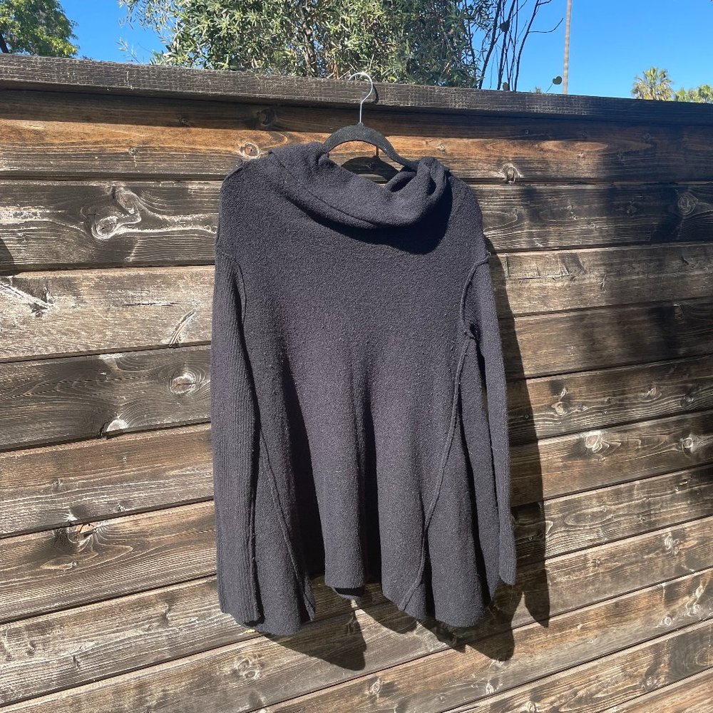 Free People Black Cowl Neck Sweater Size Large